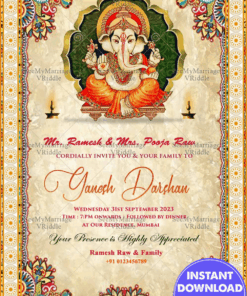 Ganesh Darshan - Visit Our Home Invitation - Brown Theme - Traditional yet Modern