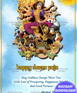 Blue Sky Theme Dussehra Greetings Throne Of Durga