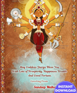 Brown Theme Fusion Dussehra Greeting Card Durga Shakti