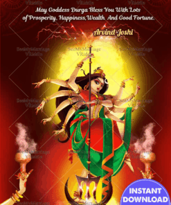 Durga Trishul Dussehra Greeting Card Red Theme