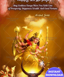 Golden Durga Dussehra Greeting Card