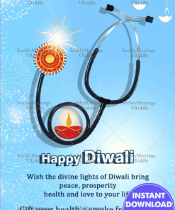 Blue Diwali Greeting Card Hospital Theme