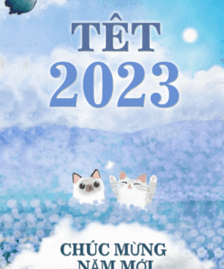 Cat Theme Tet 2023 Vietnamese New Year Greeting Card Blue Theme