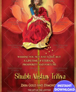 Graceful Lakshmi Aksahay Tritiya Greeting Card Red Watercolour Theme