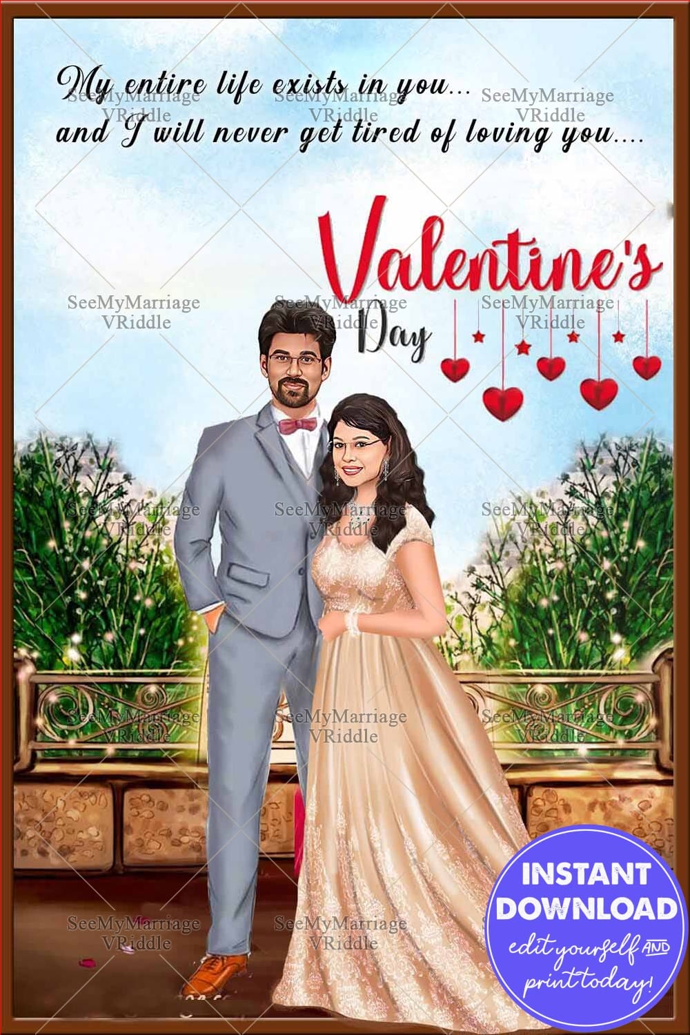 Love Forever Caricature Theme Valentine's Day Greeting