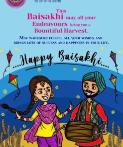 Blue Baisakhi Greeting Card Kites Flying