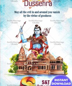 Blue theme Ramakshetra theme dasara greeting with Rama