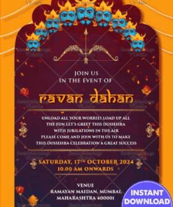 Ravan Dahan Dussehra Invitation with Bow and arrow