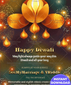Diwali flower green gold business greeting personalized
