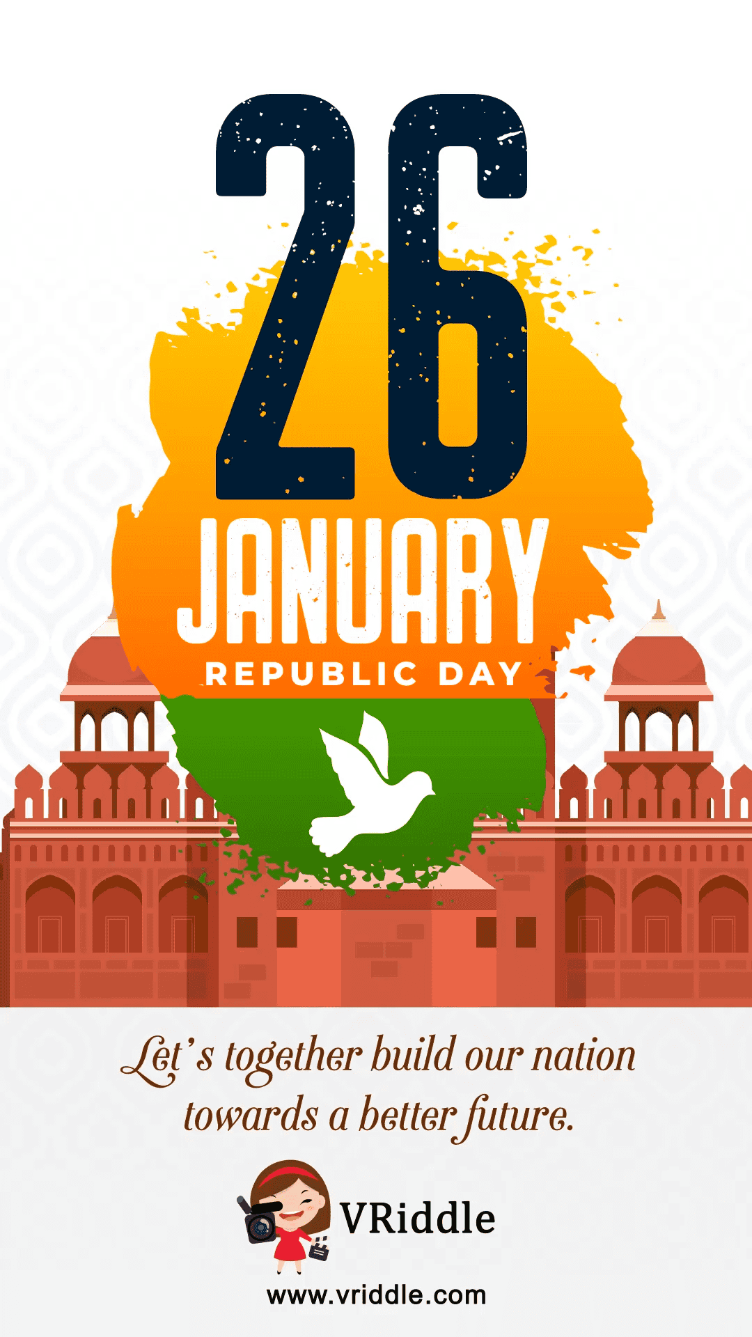 Indian Flag theme and Red fort theme Republic Day greetings personalized