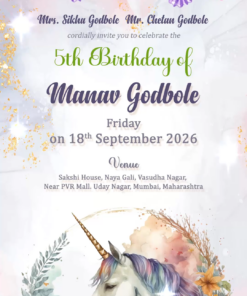 Watercolor Unicorn Theme Birthday Invitation Video