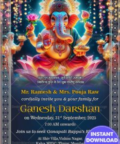 Divine Ganesh Darshan Invitation Card