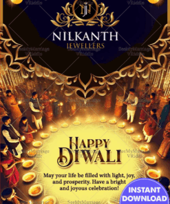 Community Celebration Diwali Greeting Card with Diyas Decor