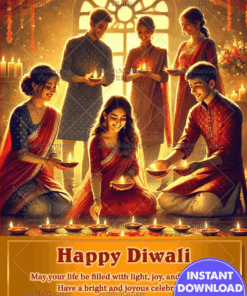 Radiant Family Gathering Diwali Celebration Greeting Card