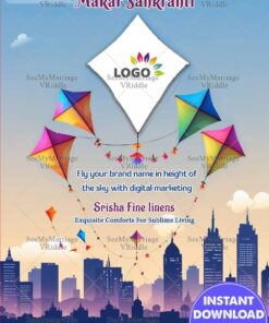 Colorful Kites Makar Sankranti Digital Marketing Greeting Card