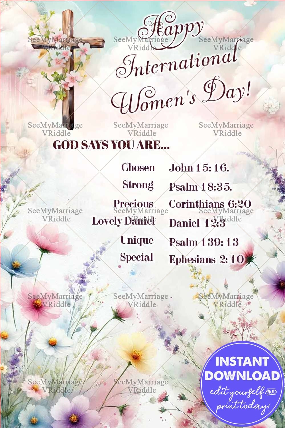 Cross Christian Women's Day Greeting Card
