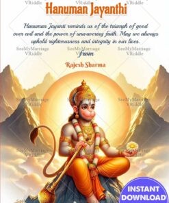 Hanuman Jayanti Greeting Card with Gada and Mountain