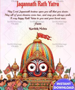 Chariot Illustration Jagannath Rath Yatra Greeting Wishes with Festival Artwork