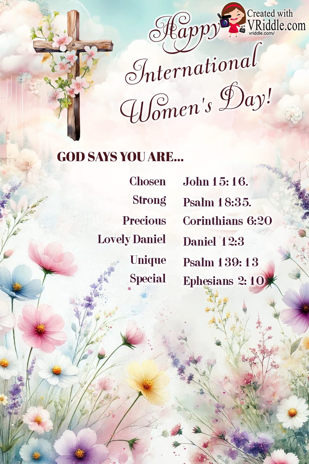 Cross Christian Women's Day Greeting Card - Image 2