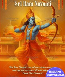 Golden Temple Background Ram Navami Greeting Card with Lord Rama
