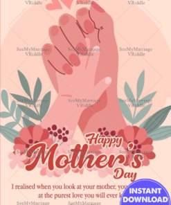 Happy Mother's Day Card Featuring Tender Hand-in-Hand Artwork with a Loving Message
