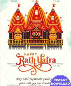 Chariot Illustration Rath Yatra Greeting Card with Lord Jagannath Trio