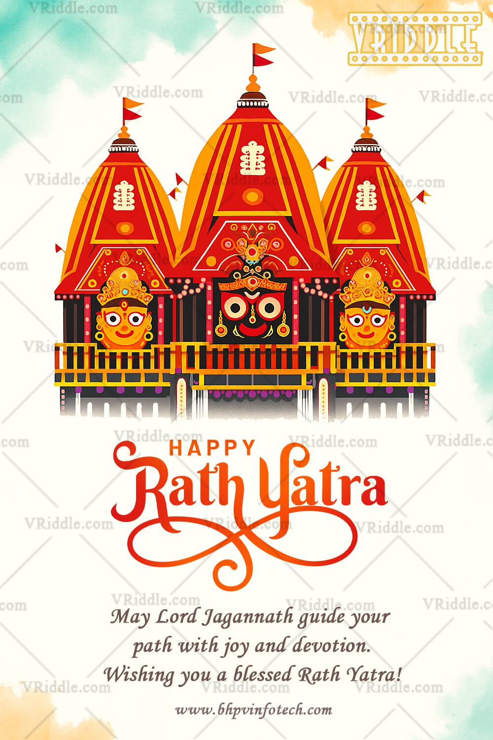 Chariot Illustration Rath Yatra Greeting Card with Lord Jagannath Trio - Image 2
