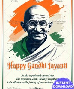Tricolor Portrait Gandhi Jayanti Greeting Card with Artistic Design and Inspirational Quote