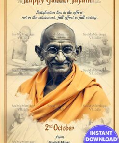 Vintage Gandhi Jayanti Greeting Card with Inspirational Quote and Historic Background