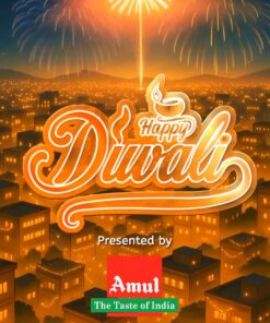 A Story Theme Diwali Greeting Video with Family Illustration, Fireworks and Glowing Diyas