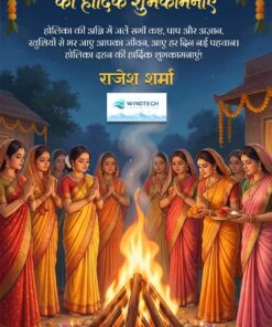 Holika Dahan Greeting Video with Sacred Bonfire, Devotional Women in Sarees and Festive Village Night Setting